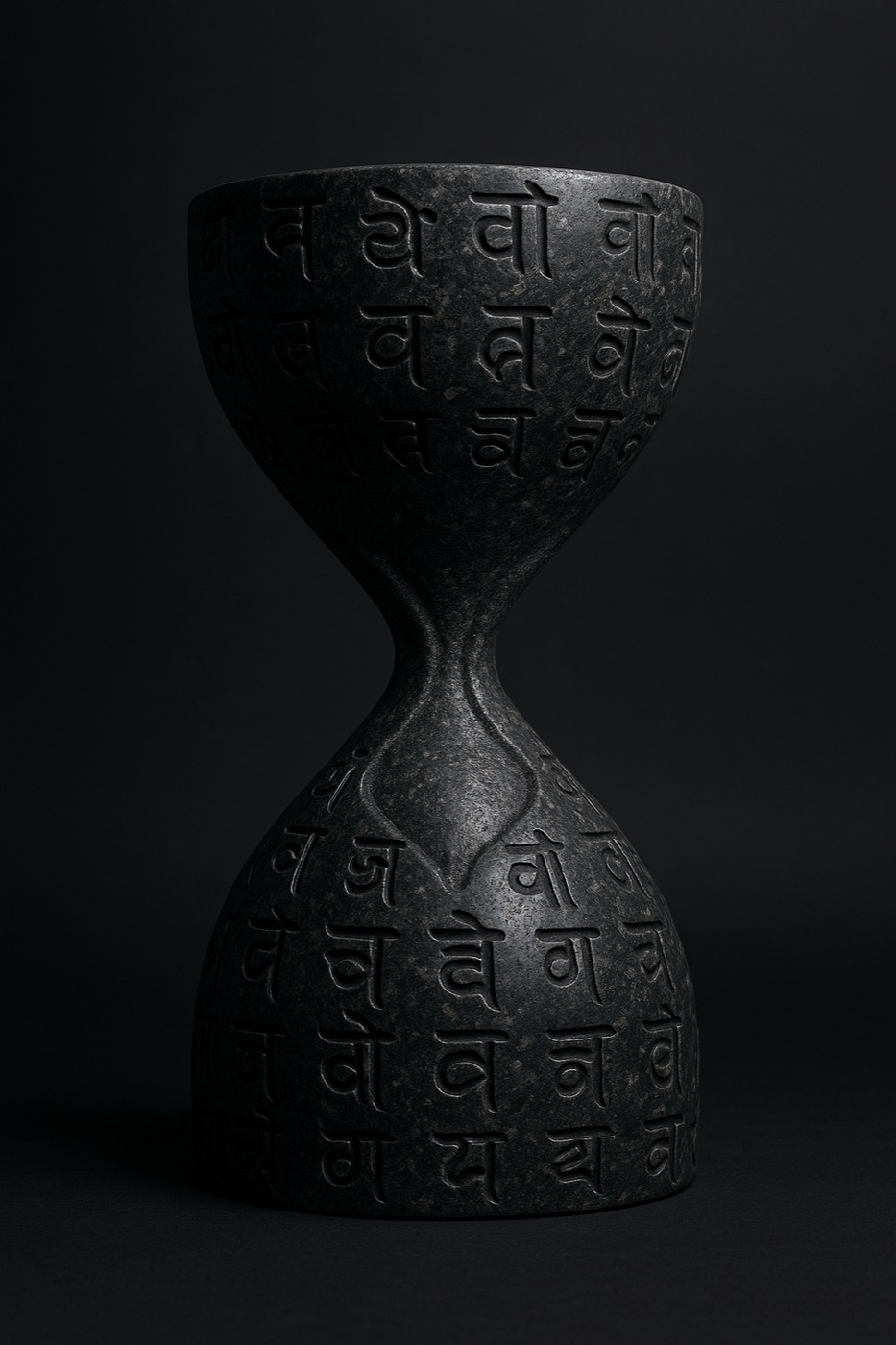 Kala, a vessel for time, carved in black stone